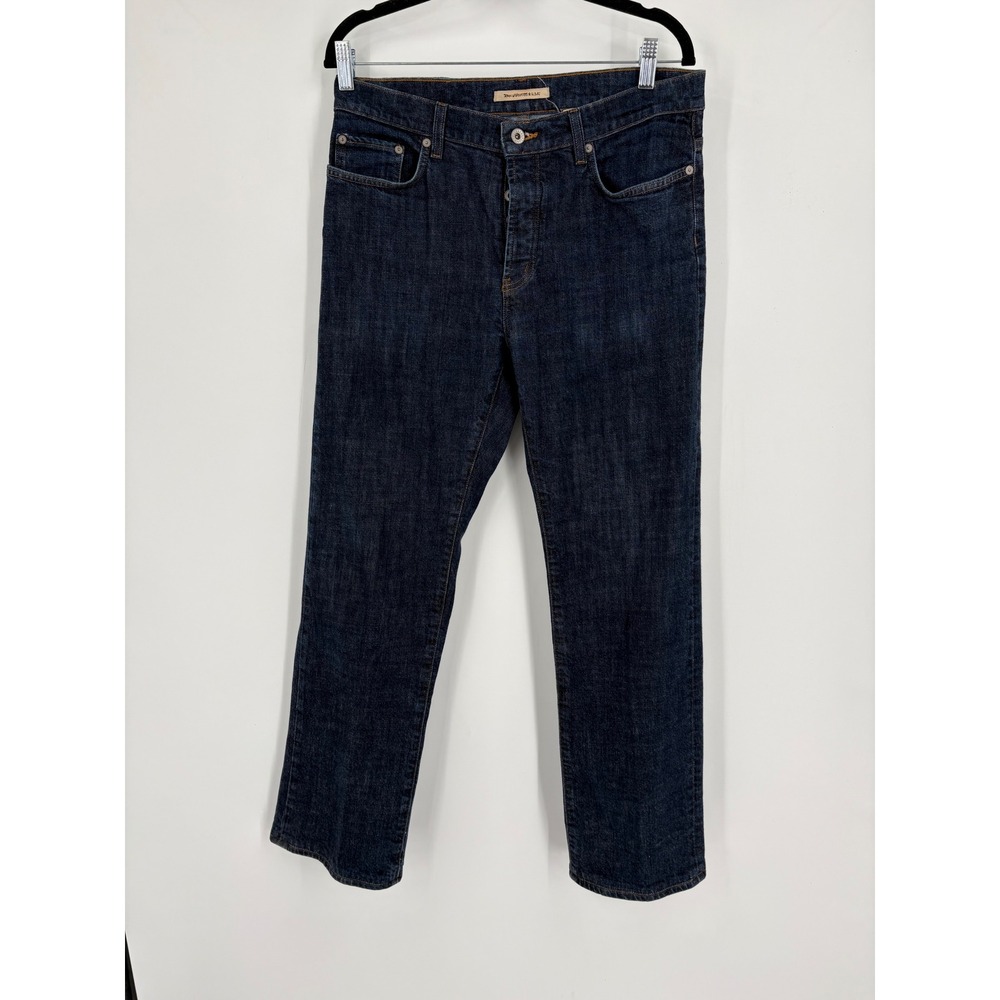 John Varvatos USA Mens Straight Leg Jeans Dark Wash Indigo Button Fly Size 32L